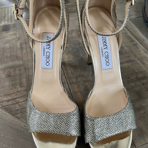 Jimmy Choo Kayden gold/silver glitter heels - Picture 1 of 10